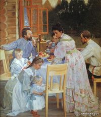 Картина Кустодиева "На террасе"